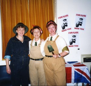 two land girls and an air raid warden