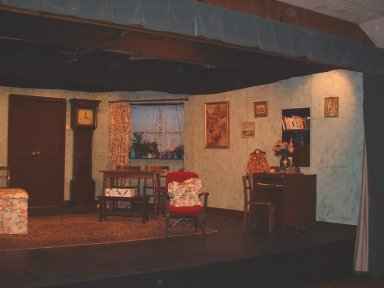 stage left view of the set for Midsummer Mink.